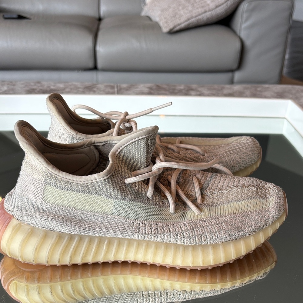 Beige Knit Sneakers with Ribbed Sole